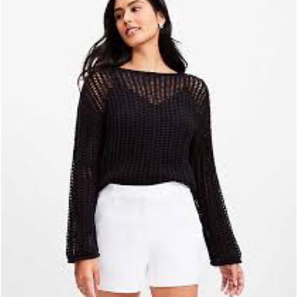 New LOFT Black Open-Knit Sweater - Picture 2 of 9